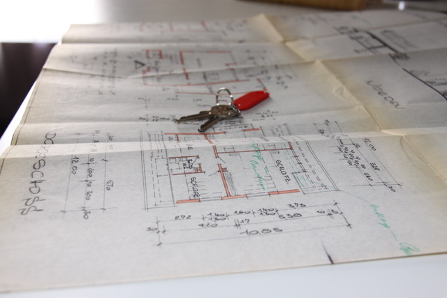 Grundriss eines Gebäudes mit Schlüssel, symbolisch für die Leistungen der BKD Immobilienmanagement